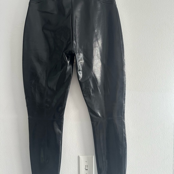 SPANX Black Faux Leather Leggings medium size patent - Picture 4 of 7